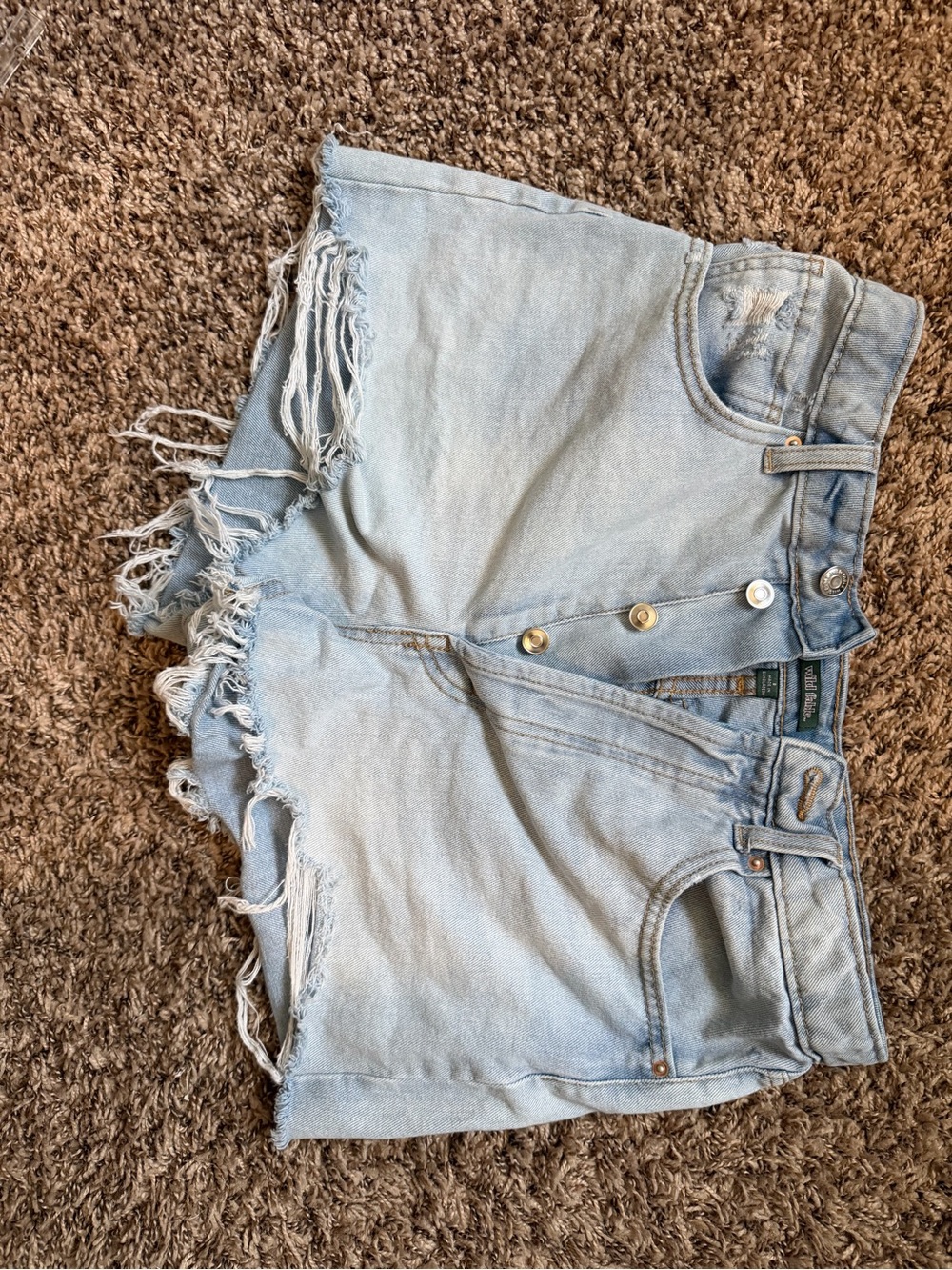 SHEIN Light Blue Distressed High-Waist Denim Shorts